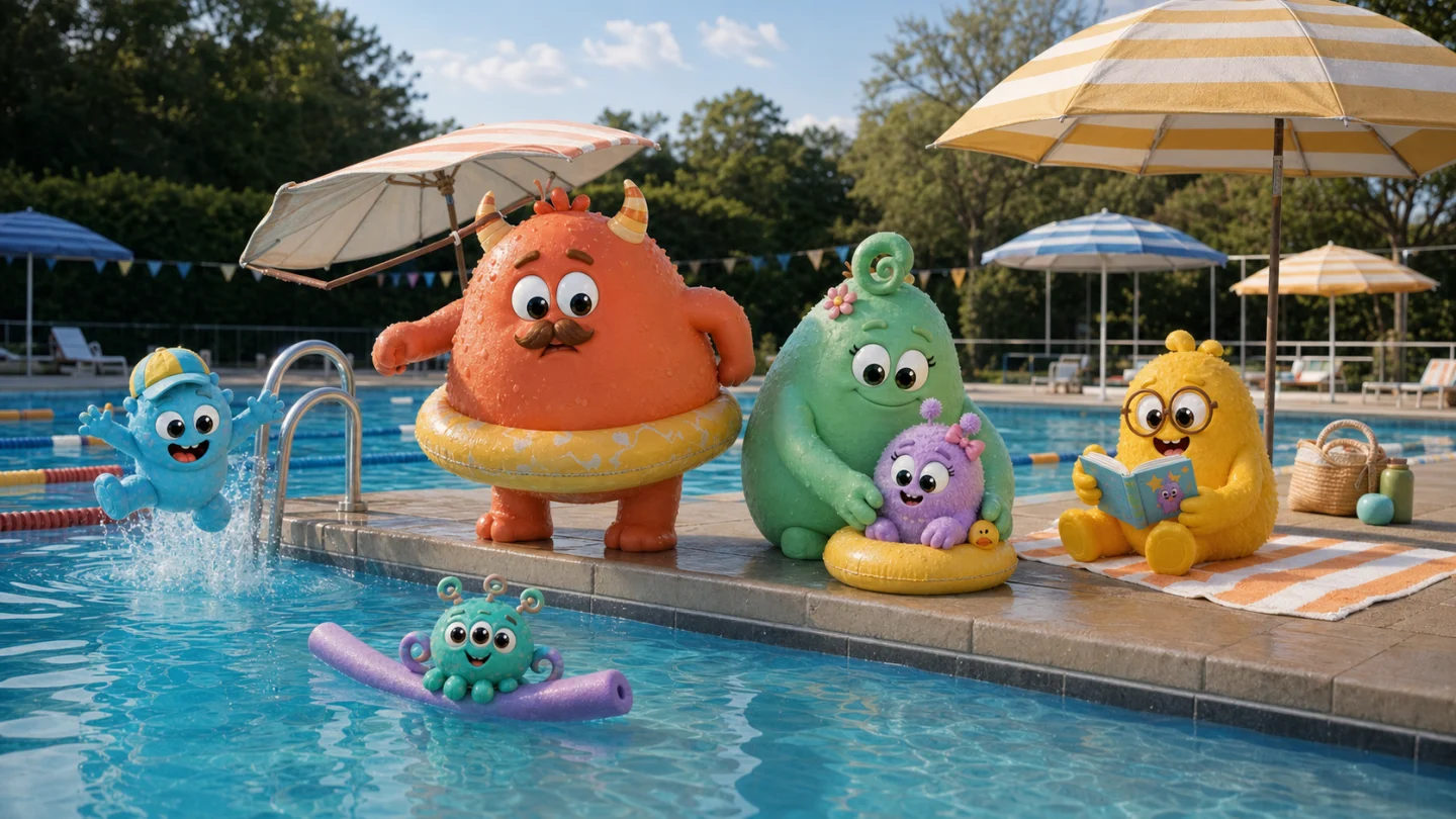 Die Plopps planschen fröhlich im Wasser