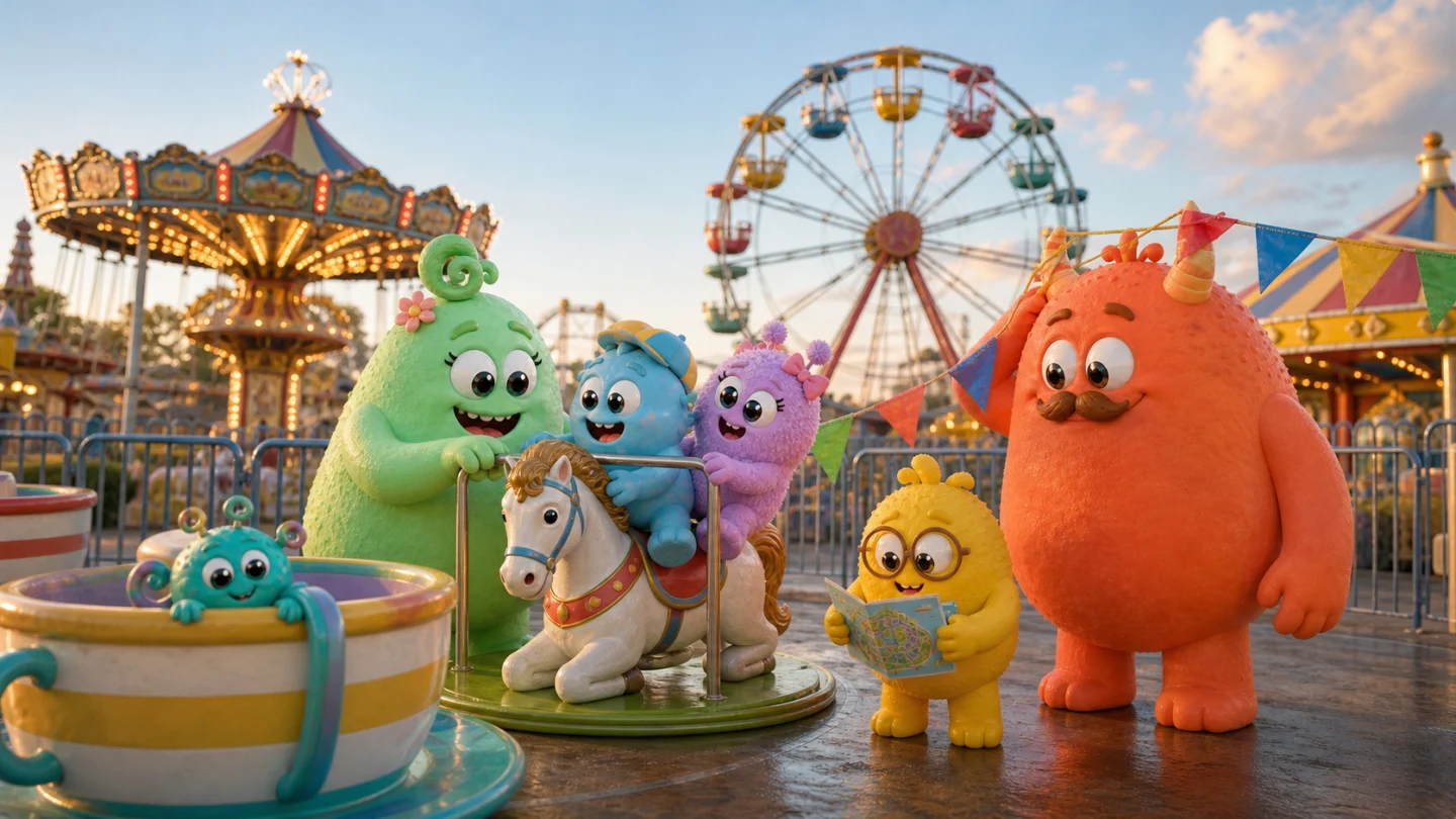 Die Plopps erleben einen aufregenden Tag im Freizeitpark