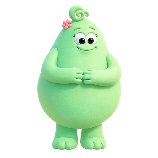 Mina, das mintgrüne Mamamonster mit Blume